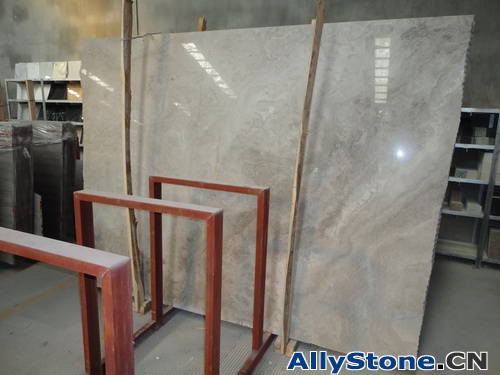 Wooden Grey Marble Cross Cut Slabs