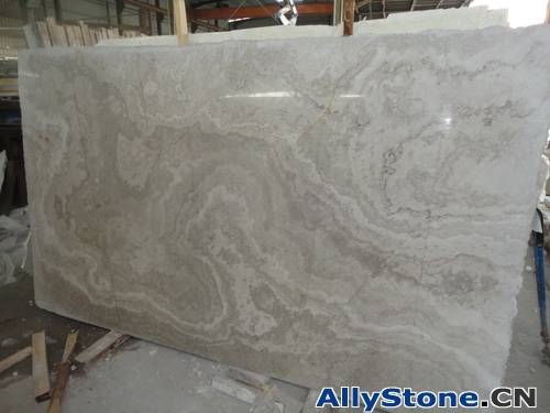 Wooden White Marble Slabs Cross Cut