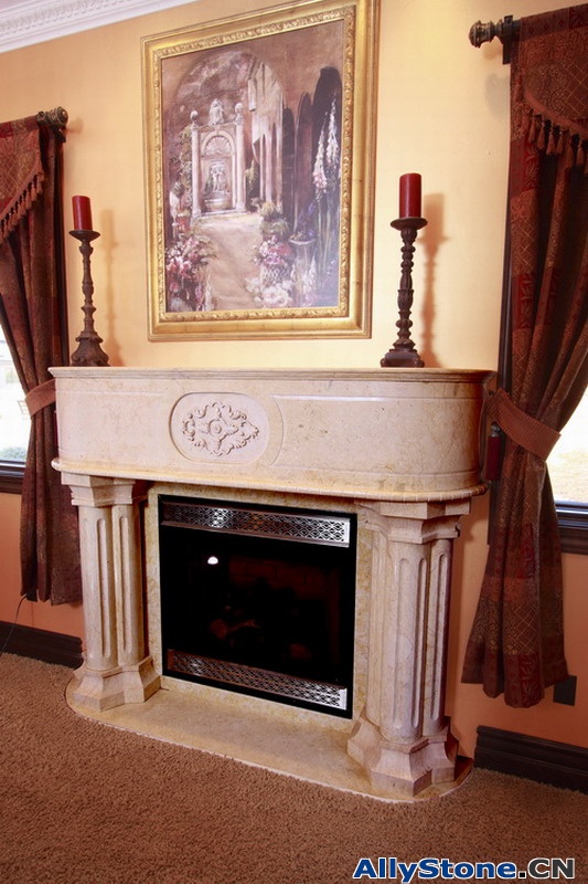 Marble Fireplace and Column